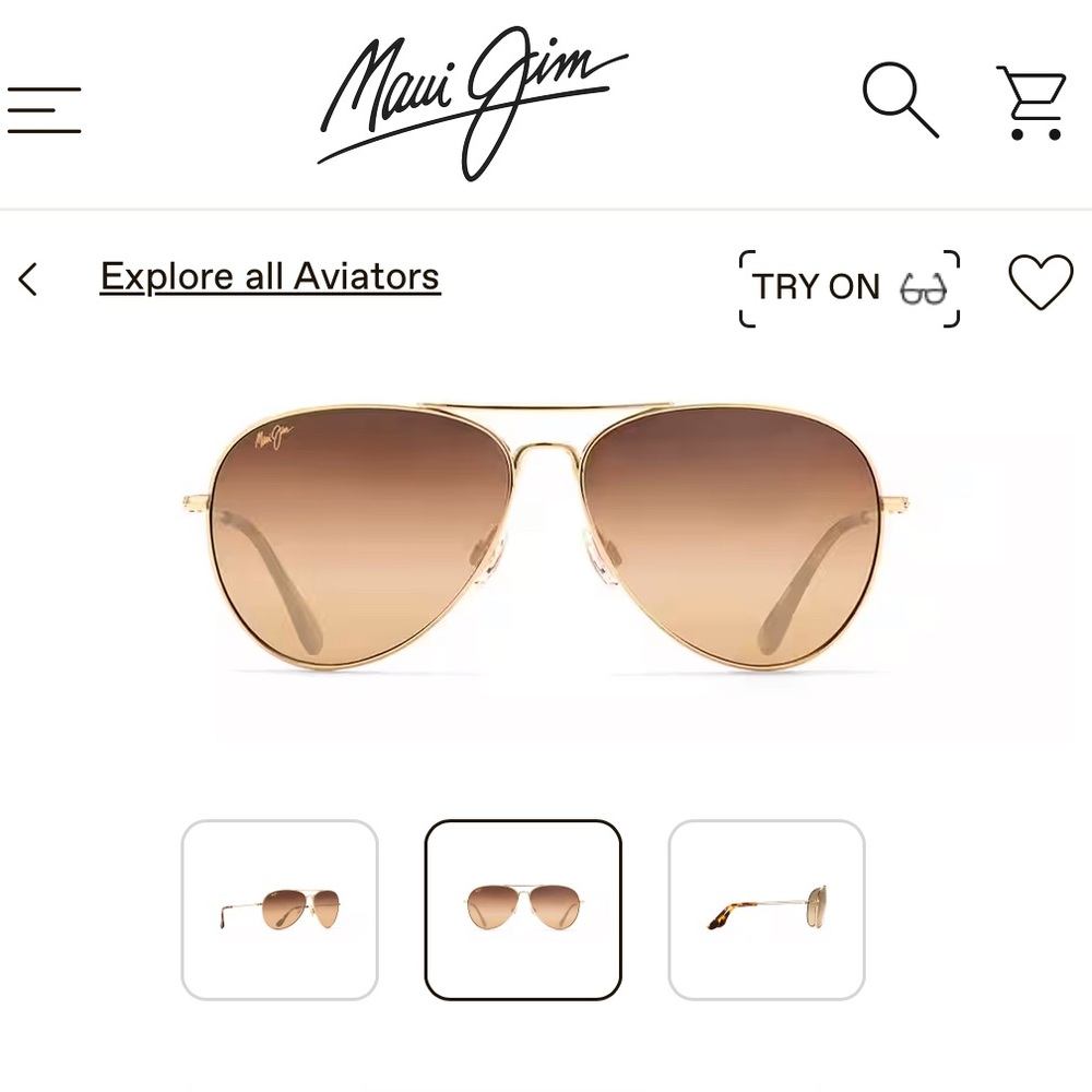 Maui Jim Gold Aviator Sunglasses
